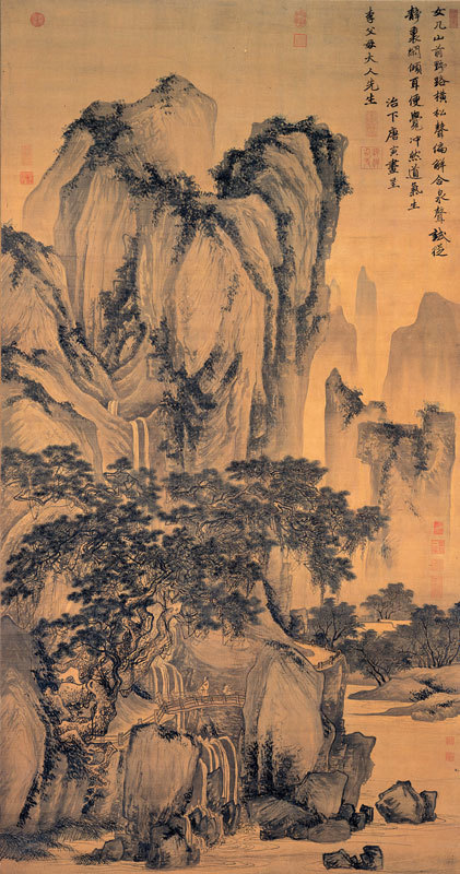 Tang Yin, Mountain Road with Sound of Pines, Ming dynasty ink painting